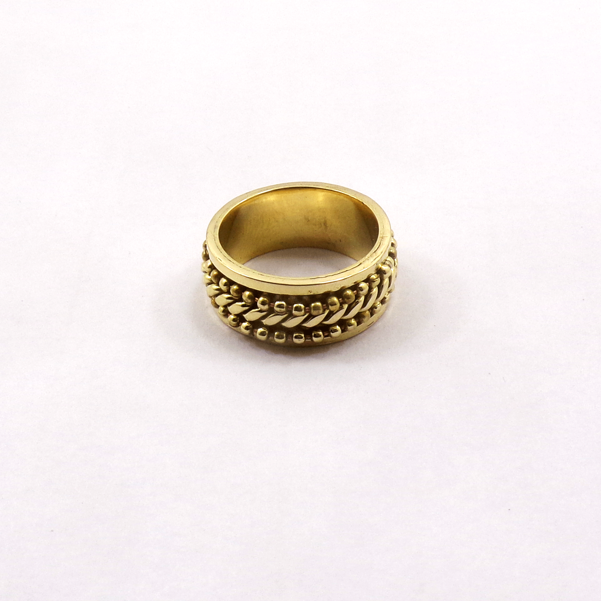 Ring Size - 8 Brass Spinner Ring Z - BSPR998 18K Gold Plated Brass Fidget Rings Chunky Wide Band & Rava Spinner Ring